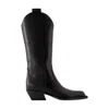 Off-white Texas-inspired Leather Walking Boots For Women In Black