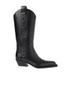 Off-white For Walking Leather Western Boots With Embroideries In Black
