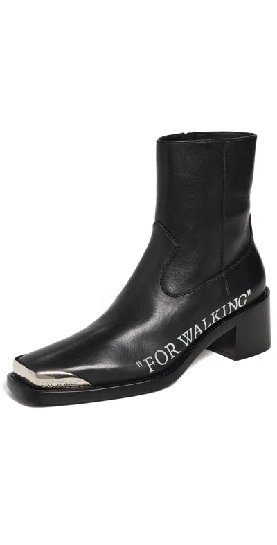 Off-white For Walking Texan Ankle Boots Black/white In Multi