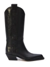 Off-white For Walking Leather Western Boots With Embroideries In Black