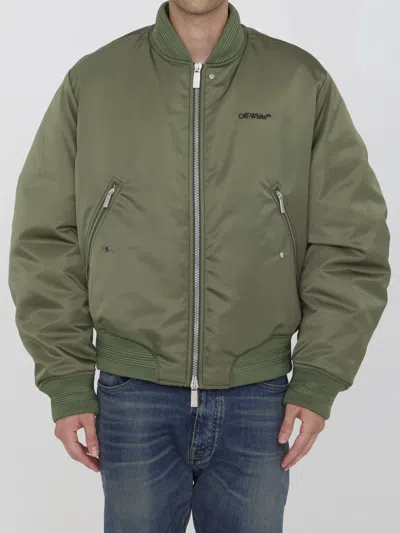 Off-white Four Leaf Clove Bomber Jacket In Green