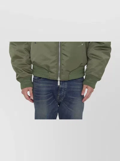 Off-white Four Leaf Clove Bomber Style Jacket In Green