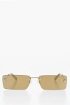 Off-white Frameless Riccione Sunglasses With Mirrored Lenses In Green