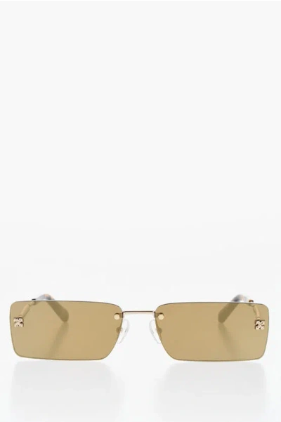 Off-white Frameless Riccione Sunglasses With Mirrored Lenses In Green
