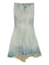 Off-white Flared Denim Maxi Skirt In Blue