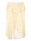 Off-white Frayed Silk Asymmetric Midi Skirt In Yellow