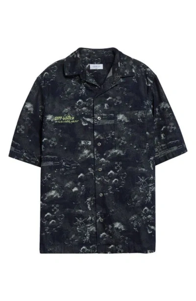 Off-white Fresco Jacquard Cotton Bowling Shirt In Dust Blue