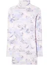 Off-white Light Blue High-neck Mini Dress With Print In Pink