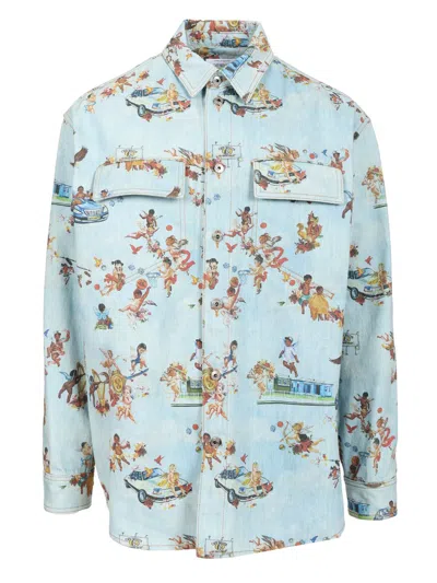 Off-white Fresco Print Den Milit Shirt Multicolor Casual Multicolor In Blue