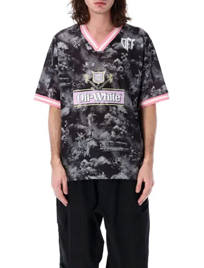 Off-white Fresco Soccer T-shirt In Black&white Angels