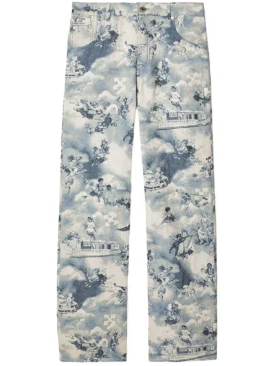 Off-white Fresco Tapestry Jeans In Blue