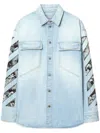 Off-white Light Blue Cotton Fresco Shirt With Flap Pockets In Blue