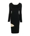 Off-white Open-back Two-tone Ribbed-knit Midi Dress In Black