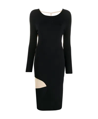OFF-WHITE FRONT N' BACK RIBBED-KNIT DRESS