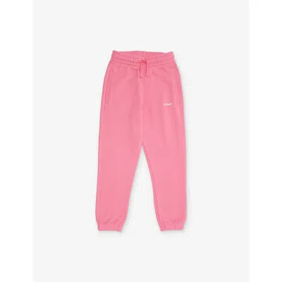 Off-white Kids' Fuchsia - White Logo-print Relaxed-fit Cotton Jogging 4-12 In Pink