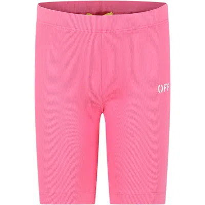 Off-white Kids' Fuchsia Shorts For Girl With Logo