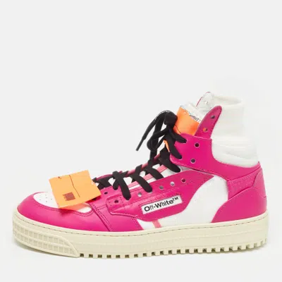 Pre-owned Off-white Fuchsia/white Leather 3.0 Off Court Trainers Size 39 In Pink