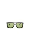 Off-white Bold Rectangular Acetate Sunglasses With Tortoiseshell Pattern In Green
