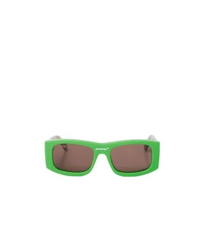 Off-white Men's Lucio Logo-bridge Rectangle Sunglasses In Brown