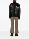 Off-white Logo-embroidered Leather Varsity Jacket In Black