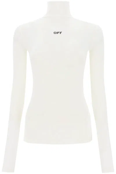 OFF-WHITE FUNNEL-NECK T-SHIRT WITH OFF LOGO