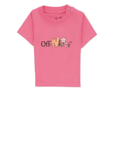 Off-white Babies' Funny Flowers T-shirt In Fuchsia