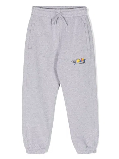 Off-white Kids' Funny Logo-print Track Pants In Grey