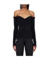 Off-white Fuzzy Off-shoulder Top In Black