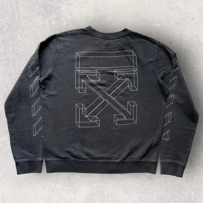 Pre-owned Off-white Fw18 3d Line Crewneck Sweater In Black