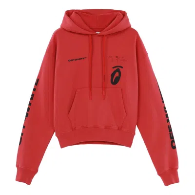 Off-white Fw19 Splitted Arrows Oversized Graffiti Hooded Fleece Men Red