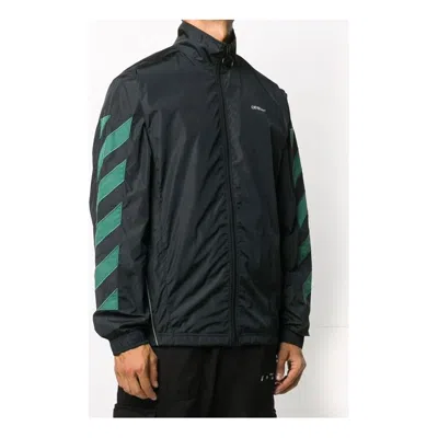 Off-white Fw20 Diagonal Stripe Zip Up Jacket In Black