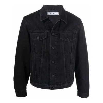 Off-white Fw21 Casual Lapel Denim Jacket Loose Fit Black
