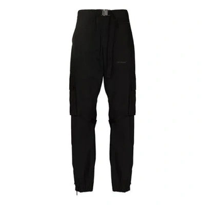 Off-white Fw21 Logo Solid Color Cargo Casual Pants Ordinary Version Black