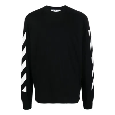 Off-white Fw22 Arrow Stripe Printing Round Neck Pullover Long Sleeves Version Black
