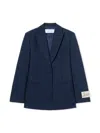 Off-white Logo-patch Single-breasted Blazer In Blue