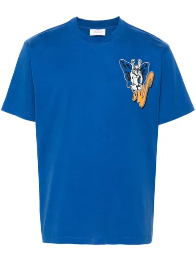 Off-white Man T-shirt Blue Size S Cotton In Light Blue