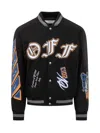 Off-white Chenille-logo Bomber Jacket In Black