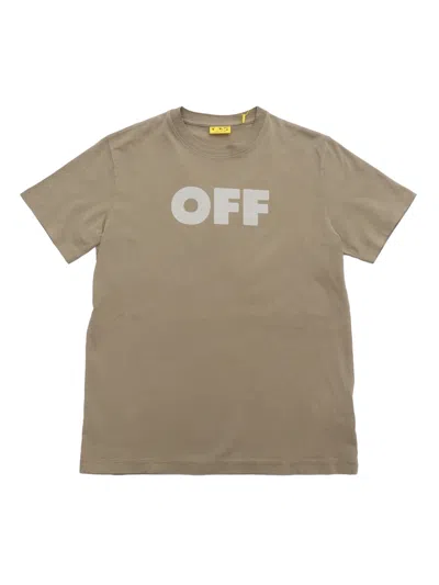 Off-white Kids' Garment Dyed Tee S/s Kaki - Light Grey In Green