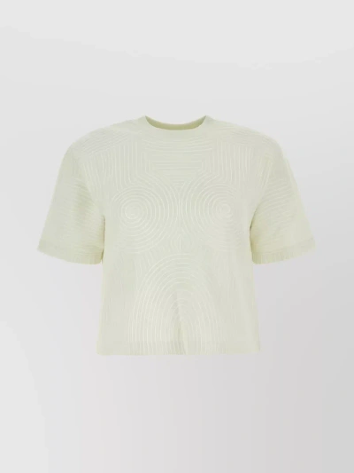 Off-white Embossed-pattern Cotton T-shirt In Cream