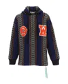 Off-white Geometric-patterned Alpaca-blend Hoodie In Black