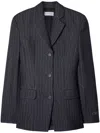 Off-white Pinstripe-pattern Virgin Wool-blend Blazer In Grey