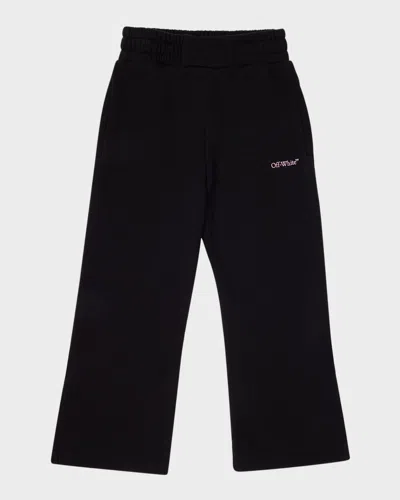 OFF-WHITE GIRL'S CONTRAST LOGO-PRINT WIDE LEG PANTS