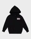 Off-white Girl's Glitter Chunky Logo-print Hoodie In Black/glitter