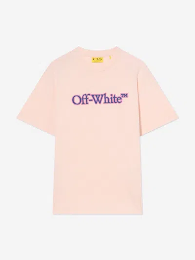 Off-white Babies'  Girls Big Bookish Puff T-shirt In Pink