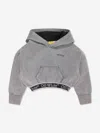 Off-white Girls Bookish Logo Band Cropped Hoodie In Black