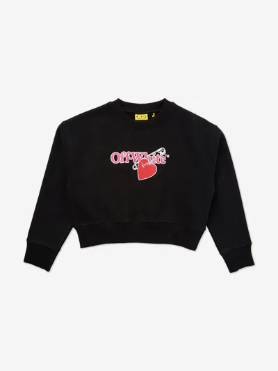 Off-white Kids'  Girls Bookish Pop Heart Box Sweatshirt In Black