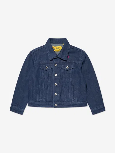 Off-white Kids' Blue Bookish Glitter Denim Jacket