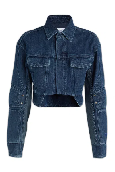 Off-white Cropped Motorcycle Jacket In Blue