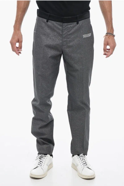 Off-white Glittery Tailoring Pants With Satin Detailing