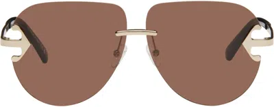 Off-white Gold & Brown Alexandria Sunglasses In Gold - Brown